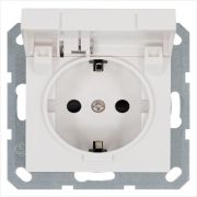 Розетка 1-м Shuko 16А IP20 с заземл. защ. шторки с крышкой механизм бел. глянцевый Jasmart G5505W