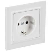 Розетка BRITE РСР14-1-0-БрАБ 16А в сборе с заземл. защ. шторки арктич. бел. IEK BR-R14-16-K91-F