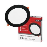 Светильник светодиодный RLP-VC 1240BL 12Вт 4000К IP40 960лм 230В 145мм круглый встраив. панель черн. IN HOME 4690612064079